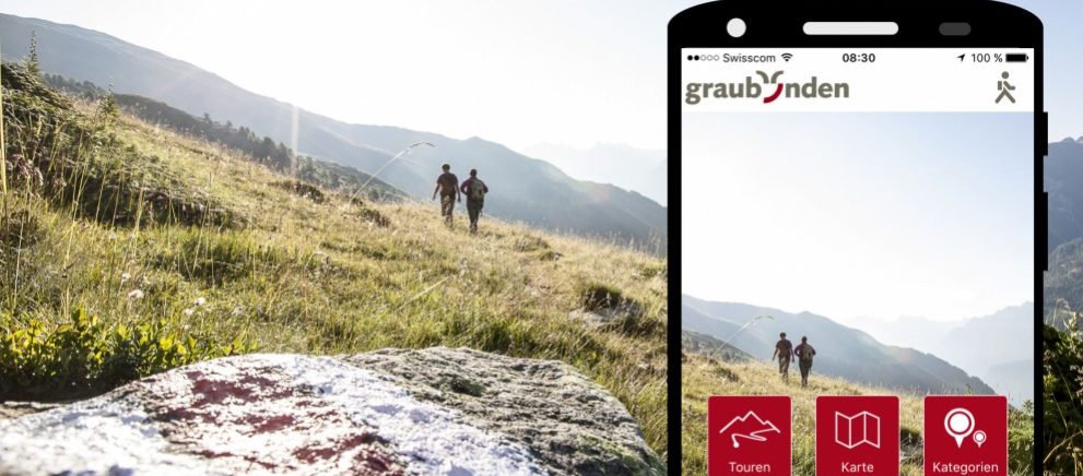Hiken of biken met de Graubünden-app