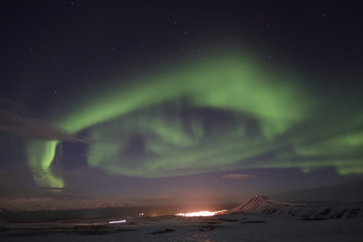 Het noorderlicht in Húsavík IJsland